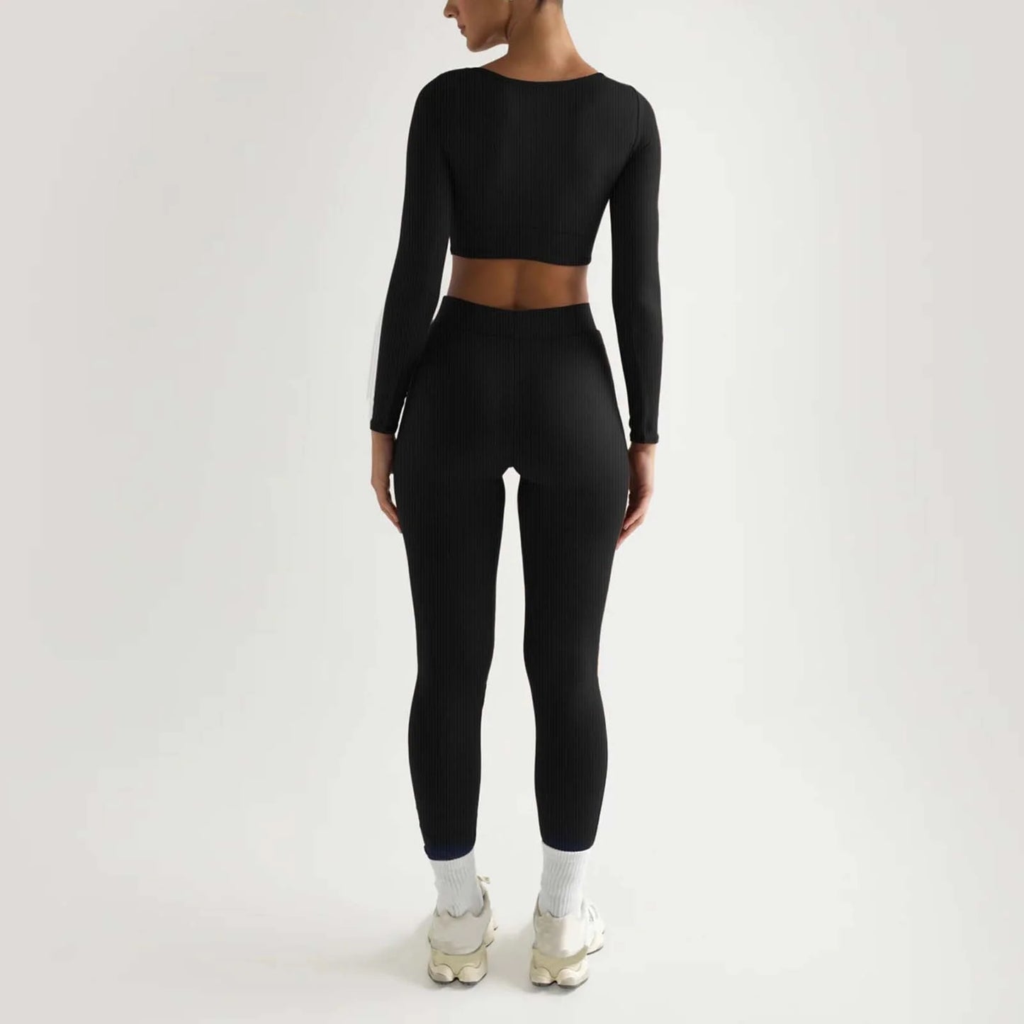 2Pc Yoga Sets for Women Women'S Fashion Casual Solid Color Long Sleeve Square Collar Two Piece Slim Yoga Sports Pants Suit Yoga Sets Yoga Package