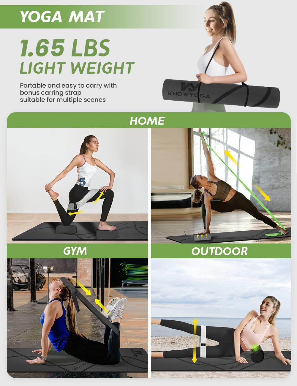 Yoga Starter Kit 12 in 1 - Yoga Set Include Yoga Mat, Foam Roller, 4 Resistance Bands, Yoga Blocks 2 Pack with Strap, 2 Peanut Massage Balls, Yoga Kit and Sets for Beginners
